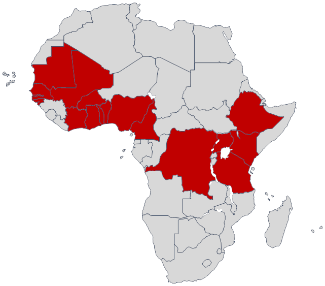 Fig. 1: ASLM-supported countries implementing GHSA activities